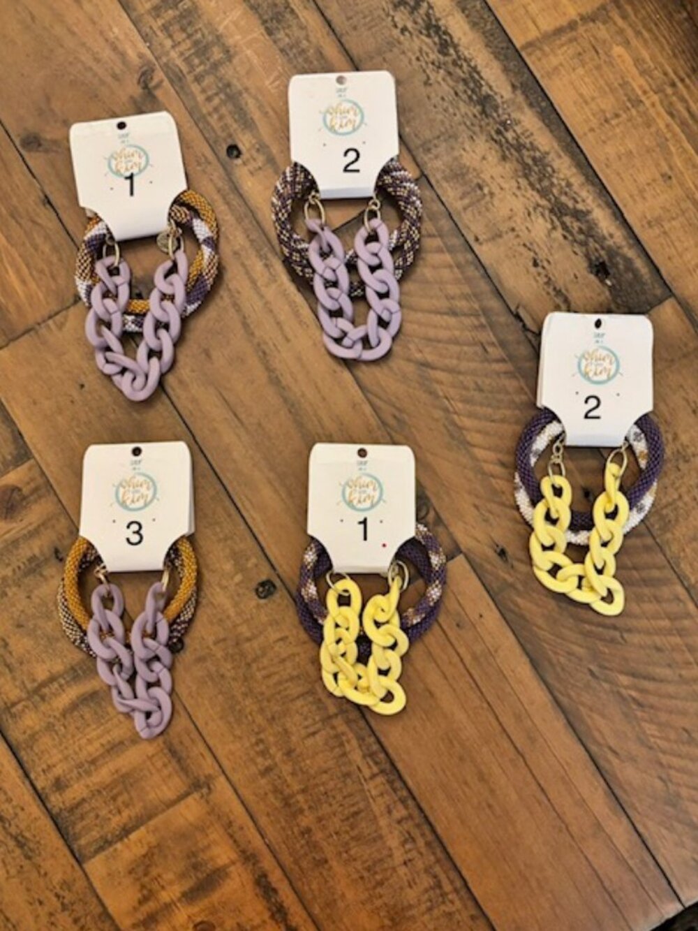 Purple & Gold Game Day Bracelet Set | Beaded & Chunky Chain
